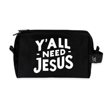 Y’all Need Jesus - Recycled Toiletry Zip Bag - black - Front