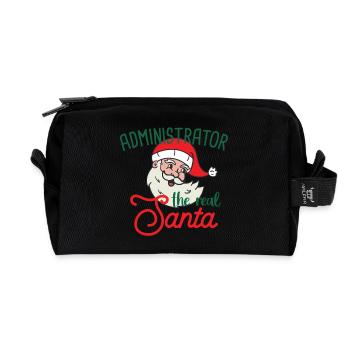 Admin xmas the real Santa Christmas - Recycled Toiletry Zip Bag - black - Front