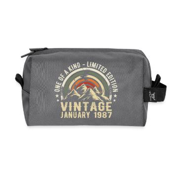 January 1987 Birthday Gift - Original 38 Years - Recycled Toiletry Zip Bag - anthracite - Front