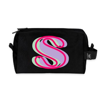 Multicolored letter s - Recycled Toiletry Zip Bag - black - Front