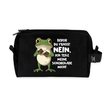 Bevor Du Fragst Teile Meine Schokolade Nicht - Recycelte Kulturtasche - Schwarz - Vorne