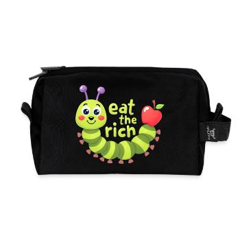 Eat The Rich Hungry Cute Caterpillar Worm - Recycelte Kulturtasche - Schwarz - Vorne