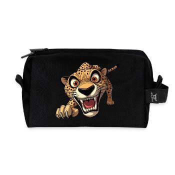 Cheetah attacks - Recycled Toiletry Zip Bag - black - Front