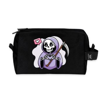 Cute Grim Reaper with Heart Hands - Recycled Toiletry Zip Bag - black - Front