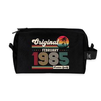 40ème anniversaire cadeau mari Original février 1985 - Trousse de toilette en tissu recyclé - noir - Devant