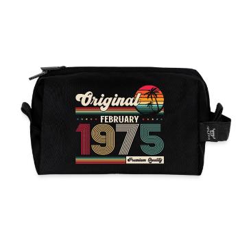 50ème anniversaire cadeau mari Original février 1975 - Trousse de toilette en tissu recyclé - noir - Devant