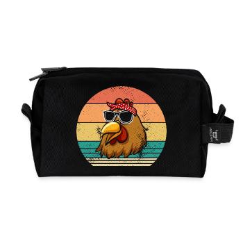 Chickens Hen - Recycled Toiletry Zip Bag - black - Front