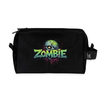 Zombie head - Recycled Toiletry Zip Bag - black - Front