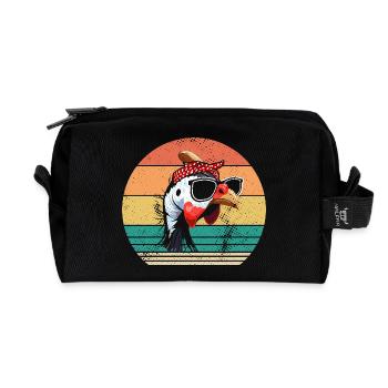Chickens Rooster Guinea Fowl - Recycled Toiletry Zip Bag - black - Front