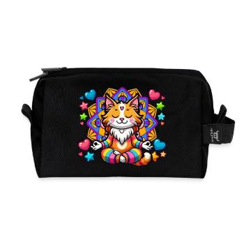 Meditierende Katze Mandala Yoga Meditation - Recycelte Kulturtasche - Schwarz - Vorne