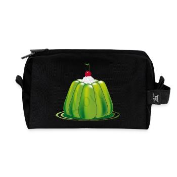 Green Jelly – Stylized Retro Dessert - Recycled Toiletry Zip Bag - black - Front