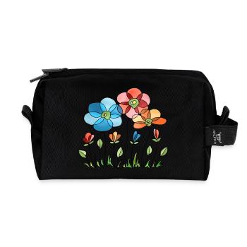 Blumen - Recycelte Kulturtasche - Schwarz - Vorne