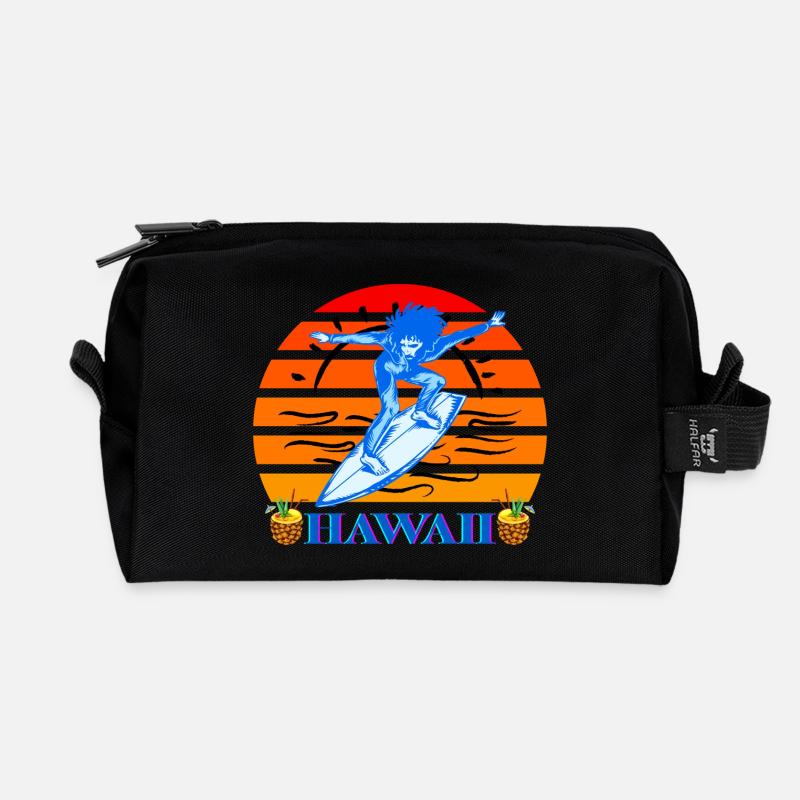 Surfing Hawaii - Recycled Toiletry Zip Bag - black