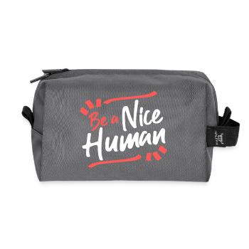 Be A Nice Human Funny Humanity - Recycled Toiletry Zip Bag - anthracite - Front