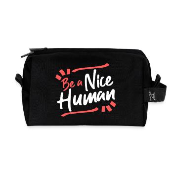 Be A Nice Human Funny Humanity - Recycled Toiletry Zip Bag - black - Front