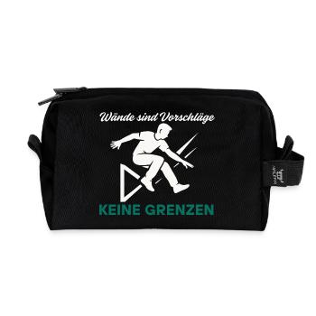 Parkour Jump - Design urbain dynamique - Trousse de toilette en tissu recyclé - noir - Devant