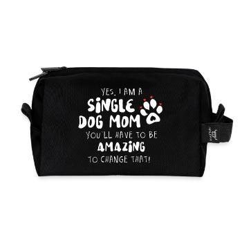 Single Dog Mom - Recycled Toiletry Zip Bag - black - Front