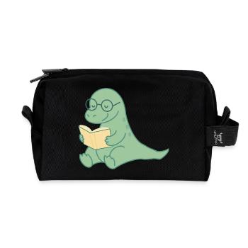Lire Dino avec des lunettes – amoureux des livres - Trousse de toilette en tissu recyclé - noir - Devant