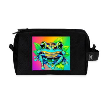 frog - Recycled Toiletry Zip Bag - black - Front