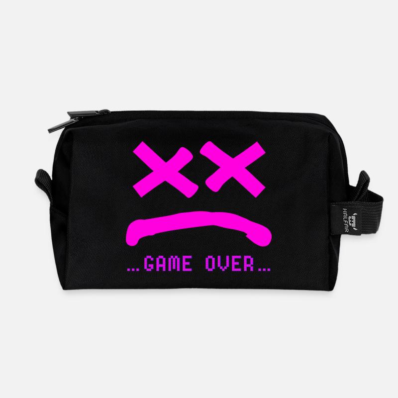 Game Over no Smile Pink  - Recycelte Kulturtasche - Schwarz