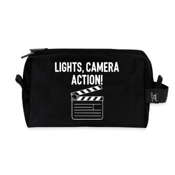 film clapper planche lumières caméra action - Trousse de toilette en tissu recyclé - noir - Devant