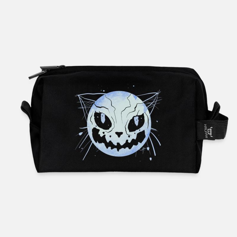 Katzen Zombie Mond - Recycelte Kulturtasche - Schwarz