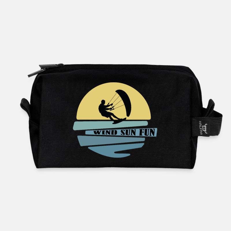 Wind Sonne Fun Kitesurfer - Recycelte Kulturtasche - Schwarz