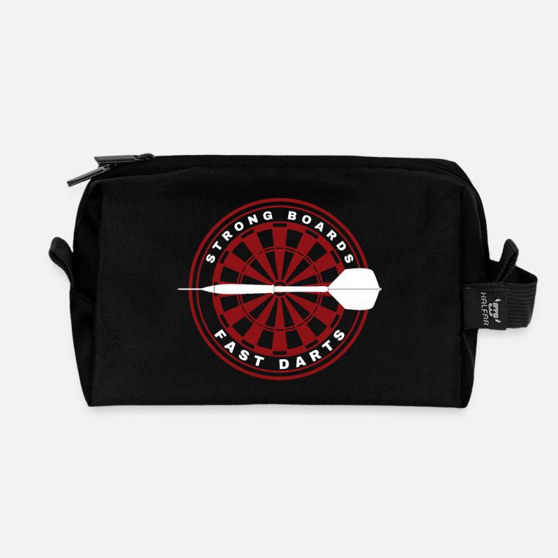 DARTS, STRONG BOARDS AND FAST DARTS - Recycelte Kulturtasche - Schwarz