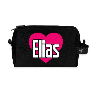I Love Elias Pinkes Herz Ich liebe Elias - Recycelte Kulturtasche - Schwarz - Vorne