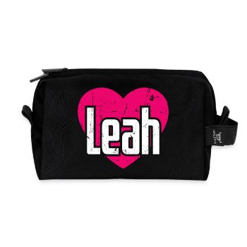 I Love Leah Pink Heart I Love Leah - Recycled Toiletry Zip Bag - black - Front