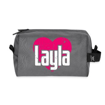 I Love Layla Pinkes Herz Ich liebe Layla - Recycelte Kulturtasche - Anthrazit - Vorne