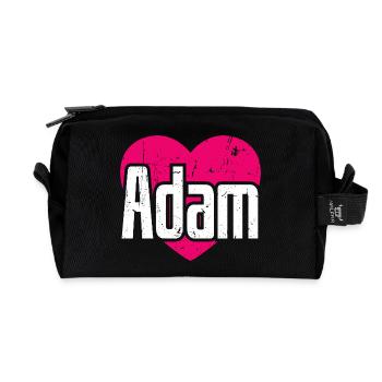 I Love Adam Pink Heart I Love Adam - Recycled Toiletry Zip Bag - black - Front