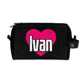 I Love Ivan Pinkes Herz Ich liebe Ivan - Recycelte Kulturtasche - Schwarz - Vorne