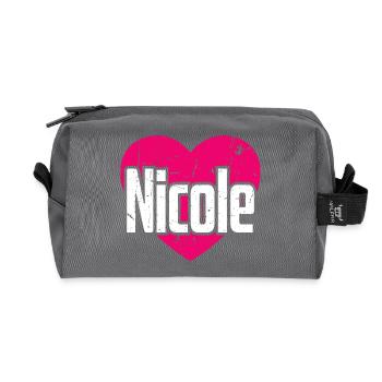 I Love Nicole Pink Heart I Love Nicole - Recycled Toiletry Zip Bag - anthracite - Front