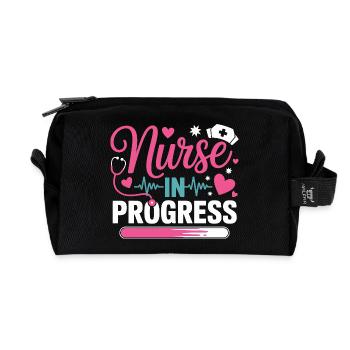 Nurse In Progress Pink Blau - Recycelte Kulturtasche - Schwarz - Vorne