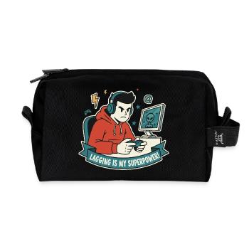 Lagging is my superpower - Recycled Toiletry Zip Bag - black - Front