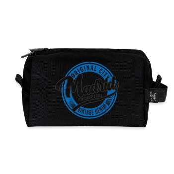 Madrid Vintage Denim Original Stamp - Recycled Toiletry Zip Bag - black - Front