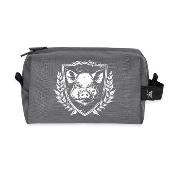 Wappenschild Wildschwein Emblem - Recycelte Kulturtasche - Anthrazit - Vorne
