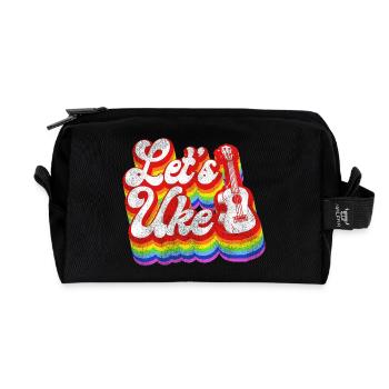 Hawaiian Ukulele Uke Retro Vintage - Recycled Toiletry Zip Bag - black - Front