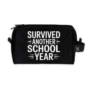 Survived Another School Year Design - Recycled Toiletry Zip Bag - black - Front