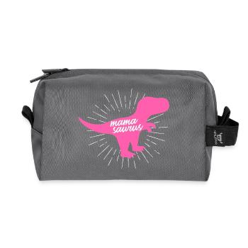 Cadeau Silhouette Rose du Dinosaure Mamasaurus T-Rex - Trousse de toilette en tissu recyclé - anthracite - Devant