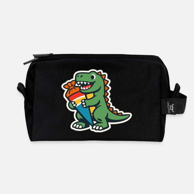 Schulkind Dino Einschulung Geschenk - Recycelte Kulturtasche - Schwarz