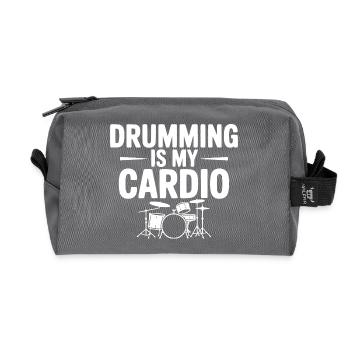 Trommeln ist mein Cardio - Recycelte Kulturtasche - Anthrazit - Vorne