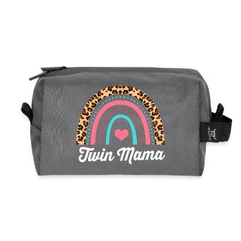 Cadeau de maman des jumeaux Maman des jumeaux - Trousse de toilette en tissu recyclé - anthracite - Devant