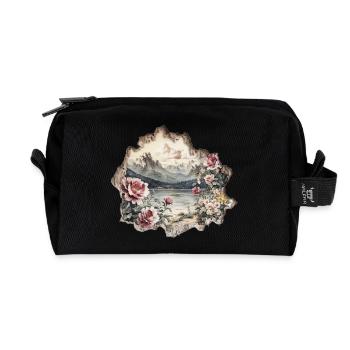 Mountains Hiking Mountains - Recycled Toiletry Zip Bag - black - Front
