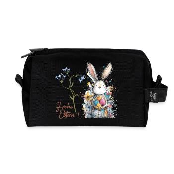 Easter bunny with colorful eggs - Recycled Toiletry Zip Bag - black - Front