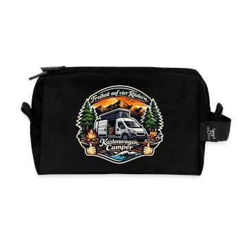 Freedom sur quatre roues : camping-car, camping-car - Trousse de toilette en tissu recyclé - noir - Devant