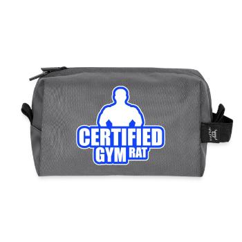 Certified Gym Rat Funny Fitness Training Saying - Recycled Toiletry Zip Bag - anthracite - Front