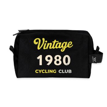 Vintage 1980 – Cycling Club Retro Birth Year - Recycled Toiletry Zip Bag - black - Front