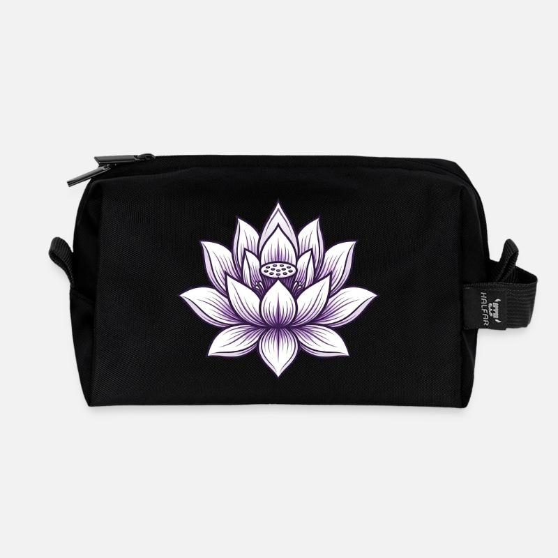 Yoga Lotus Blume - Recycelte Kulturtasche - Schwarz